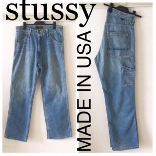 ステューシー(STUSSY)のUSA製◆stussy ステューシー◆ペインター デニム ワイド パンツ 32(デニム/ジーンズ)