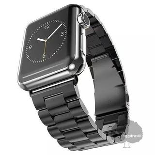 アップルウォッチ(Apple Watch)のアップルウォッチ ステンレス 三列 バンド 42 44 45 49 黒(金属ベルト)