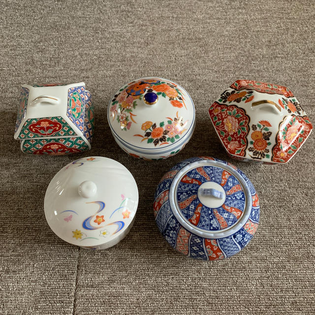 値下げ!錦松梅★蓋付き器★5個セット★哲山、清秀 | フリマアプリ ラクマ