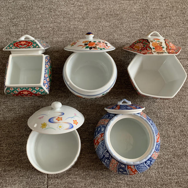 値下げ!錦松梅★蓋付き器★5個セット★哲山、清秀