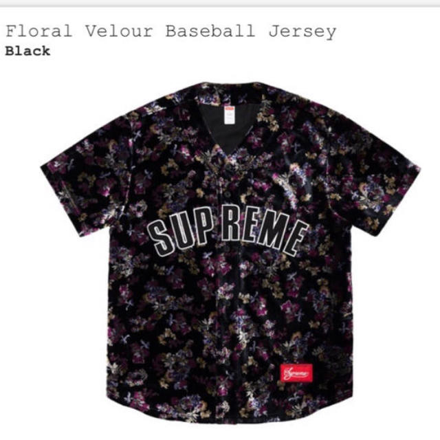 メンズsupreme Floral Velour Baseball Jersey