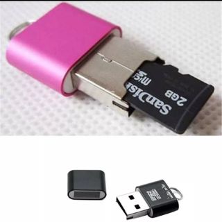 ポータブルミニ USB マイクロ SD フラッシュメモリカードアダプタ【ピンク】(PC周辺機器)