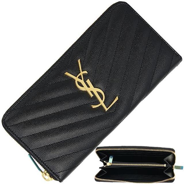 Saint Laurent - サンローラン ラウンドファスナー長財布 モノグラム YSL キャビアスキン 黒の通販 by papi's shop｜サンローランならラクマ