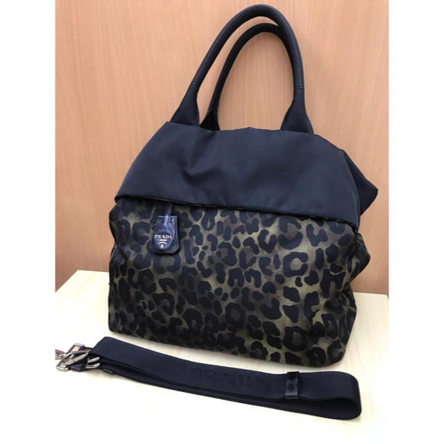 PRADA 2WAYショルダーバッグ リバーシブル ナイロン レオパード