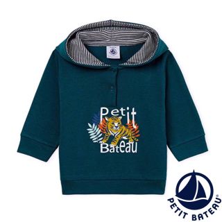 プチバトー(PETIT BATEAU)の【新品】プチバトー フード付き長袖プルオーバー(Tシャツ/カットソー)