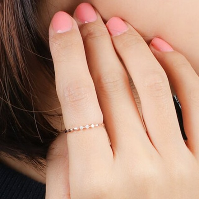 ete(エテ)のエテ K10 ダイヤモンド リング 3号 ピンキー レイヤード 美品 レディースのアクセサリー(リング(指輪))の商品写真
