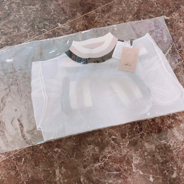 eimy istoire(エイミーイストワール)のカラードッキングシースルーニット(ホワイト) レディースのトップス(カットソー(半袖/袖なし))の商品写真