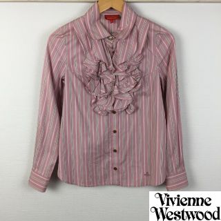 ヴィヴィアンウエストウッド(Vivienne Westwood)の美品 ヴィヴィアンウエストウッドレッドレーベル 長袖シャツ ストライプ サイズ1(シャツ/ブラウス(長袖/七分))