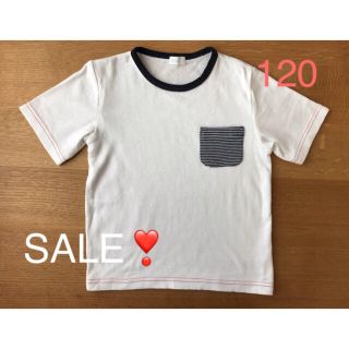 コンビミニ(Combi mini)のCombi mini 白 Tシャツ 120 ボーダー ポケット(Tシャツ/カットソー)