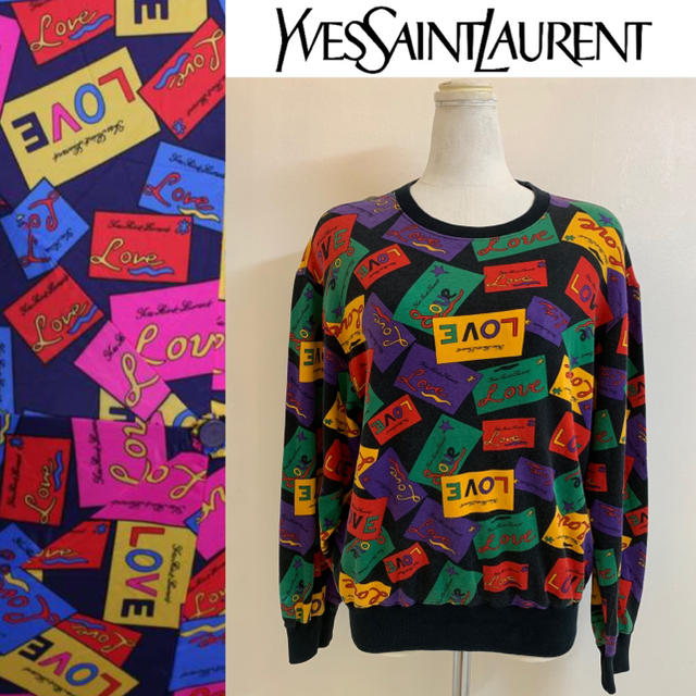 YVES SAINT LAURENT VINTAGE LOVE柄スウェット 男女