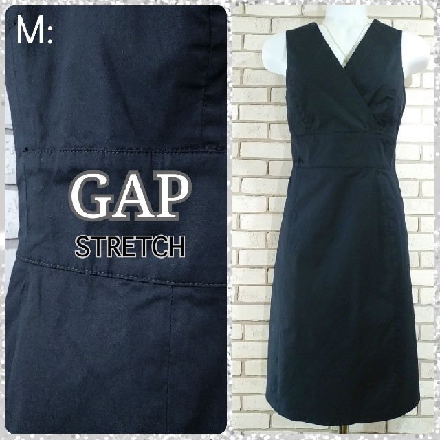 GAP(ギャップ)のM: 新品 ストレッチ ワンピース／ギャップ★タグ付き★ダークネイビー レディースのワンピース(ひざ丈ワンピース)の商品写真