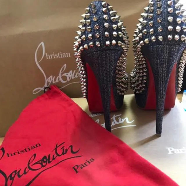 クリスチャンルブタン スパイクパンプス ピンヒール35 デニム 美品