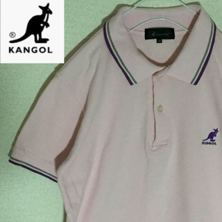 カンゴール(KANGOL)の【レア】カンゴール ポロシャツ 胸刺繍ロゴ有り☆人気のパープル×ピンク☆メンズM(ポロシャツ)