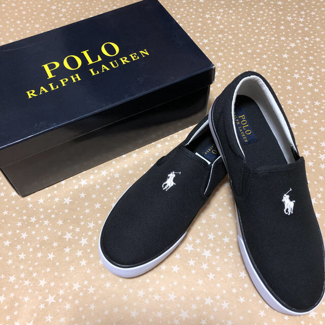 POLO RALPH LAUREN(ポロラルフローレン)のラルフローレン  スリッポン Black×White レディースの靴/シューズ(スリッポン/モカシン)の商品写真