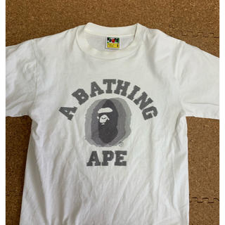 アベイシングエイプ(A BATHING APE)の激安Sサイズ！ BAPEモーションカレッジ猿Tシャツ白(Tシャツ/カットソー(半袖/袖なし))