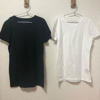 バナナリパブリック(Banana Republic)のBANANA REPUBLIC クルーネックTシャツ Ｓ 白＆黒(Tシャツ(半袖/袖なし))