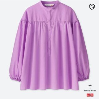 ユニクロ(UNIQLO)のユニクロ トーマスマイヤー ソフトコットンギャザーブラウス パープル Sサイズ(シャツ/ブラウス(長袖/七分))