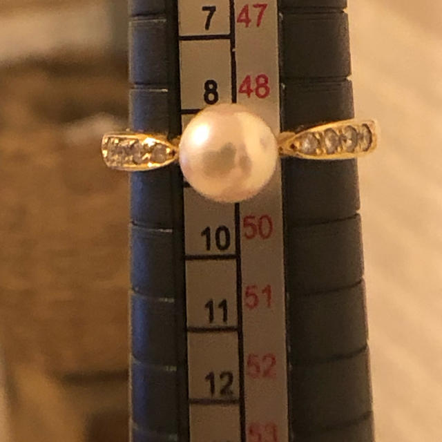 MIKIMOTO(ミキモト)のミキモト   K18 YG あこや真珠 パール ダイヤモンド リング 8.5号 レディースのアクセサリー(リング(指輪))の商品写真