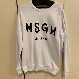 エムエスジイエム(MSGM)のMSGMメンズXSホワイトロゴトレーナー(スウェット)