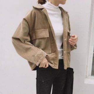 コーデュロイオーバーシャツショートジャケット起毛秋服(シャツ/ブラウス(長袖/七分))