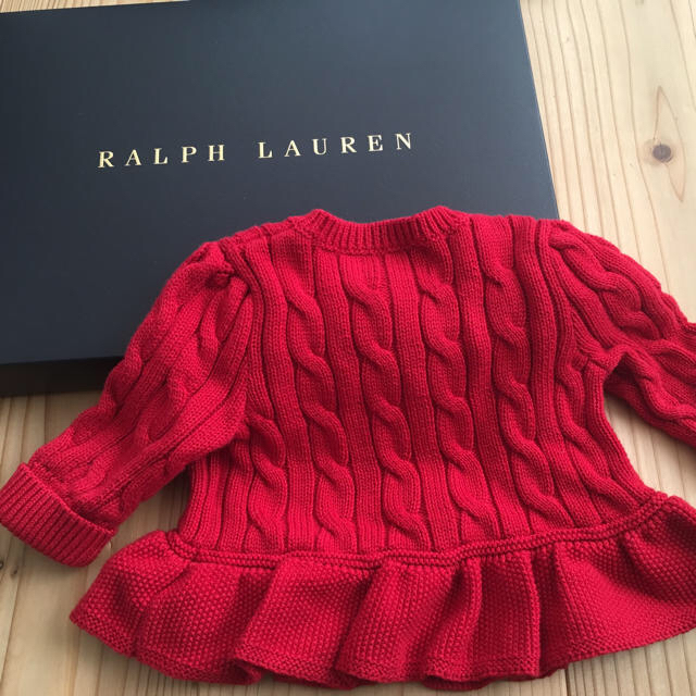 Ralph Lauren(ラルフローレン)の 【送料込み】ラルフローレン /カーディガン、レッド/60サイズ キッズ/ベビー/マタニティのベビー服(~85cm)(カーディガン/ボレロ)の商品写真