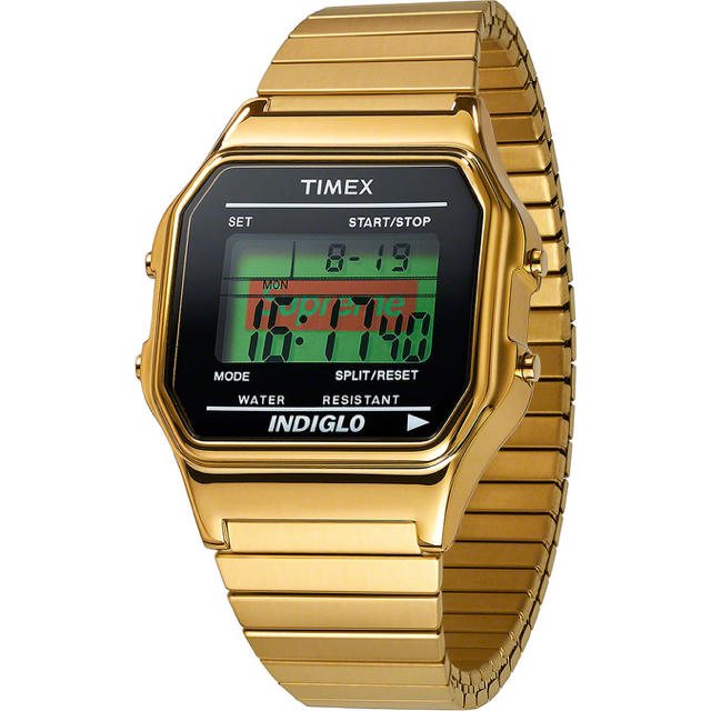 19AW Supreme Timex Digital Watch Gold