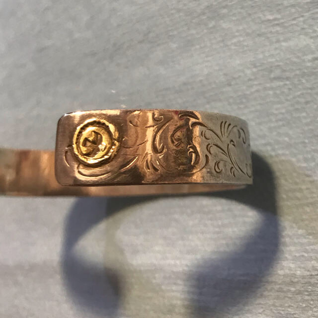 goro's - goro's OLD 金メタル付き 唐草彫り平打ちブレス 特注の goro's - goro's OLD 金メタル付き 唐草彫り平打ちブレス 特注の