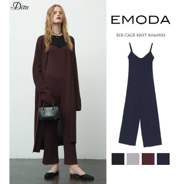 EMODA(エモダ)のEMODA リブ ニット ロンパース レディースのパンツ(オールインワン)の商品写真