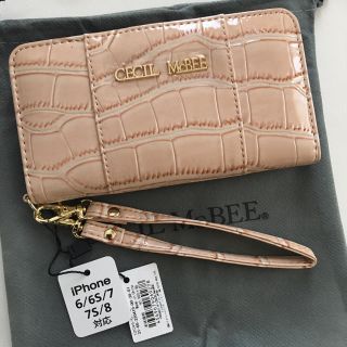 セシルマクビー(CECIL McBEE)の新品 セシルマクビー クロコ型 手帳型 iPhoneケース ベージュ(iPhoneケース)