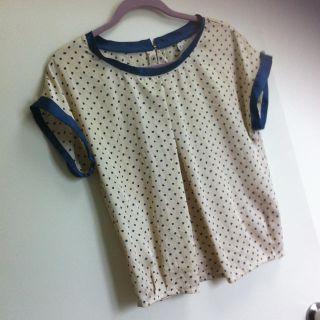 ヴィス(ViS)の送込400！手描きドットのバイカラーB(シャツ/ブラウス(半袖/袖なし))