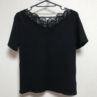 マジェスティックレゴン(MAJESTIC LEGON)のレース トップス ブラック(Tシャツ(半袖/袖なし))