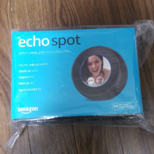 ECHO(エコー)の新品未使用 Amazon Echo Spot ブラック スマホ/家電/カメラのスマホ/家電/カメラ その他(その他)の商品写真