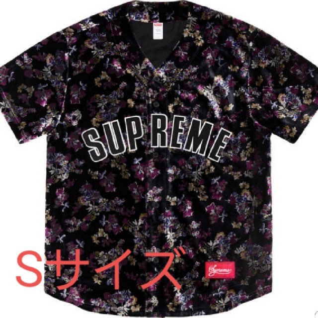 supreme Floral Velour Baseball Jersey Sシャツ