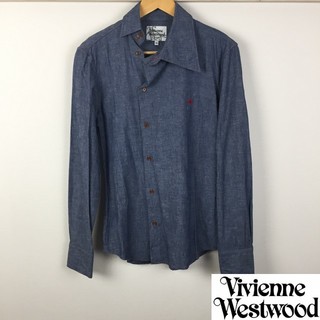 ヴィヴィアンウエストウッド(Vivienne Westwood)の美品 ヴィヴィアンウエストウッドマン 長袖シャツ ブルー サイズ44(シャツ)
