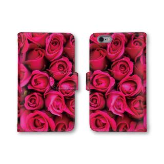 オシャレ 選べるミラー 送料無料 薔薇柄 スマホケース 手帳型ケース カバー 花(スマホケース)