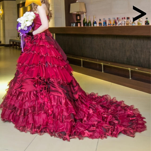ウェディングドレス カラードレス ウエディングドレス 赤 ワインレッド