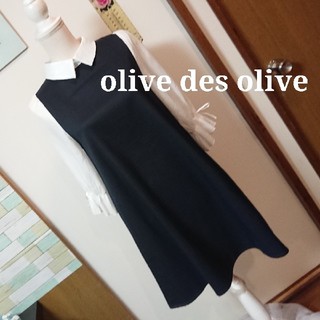オリーブデオリーブ(OLIVEdesOLIVE)のolive des olive 濃紺 深緑 チェック柄 ワンピース 一回着用(ミニワンピース)