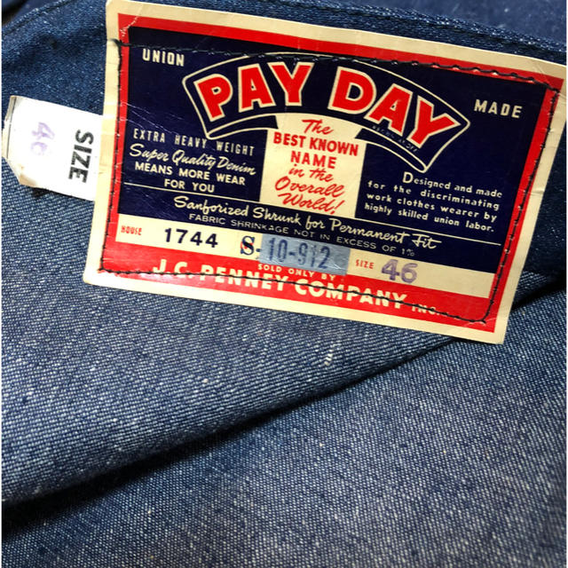 40‘ 大戦 PAY DAY VINTAGE DENIM JACKET DEAD メンズのジャケット/アウター(カバーオール)の商品写真