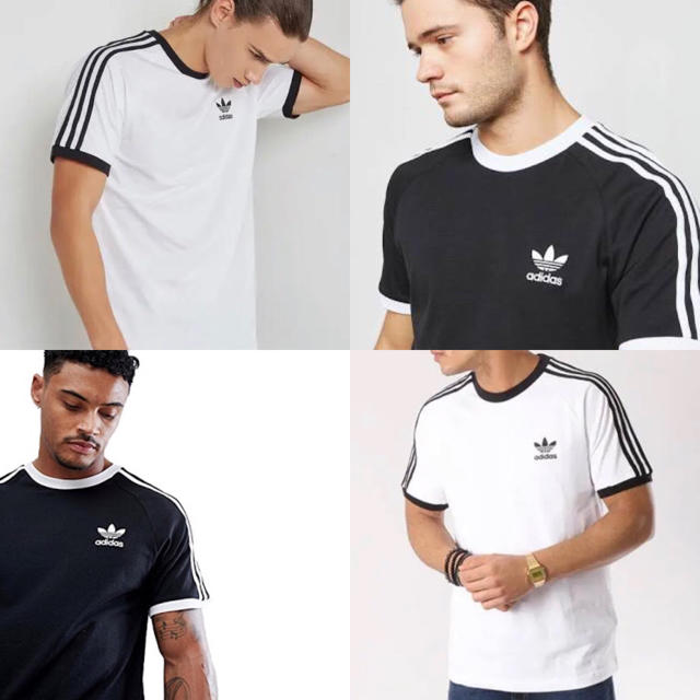 adidas(アディダス)のアディダス オリジナルス 3ストライプ 半袖 Tシャツ 白黒 2枚セット L メンズのトップス(Tシャツ/カットソー(半袖/袖なし))の商品写真