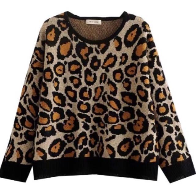 ZARA - 258☆秋冬先行 ヒョウ柄 レオパード柄 ニット セーターの ZARA - 258☆秋冬先行 ヒョウ柄 レオパード柄 ニット セーターの