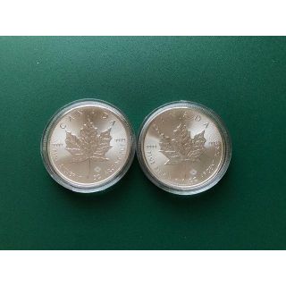 メイプルリーフ銀貨2枚セット（1オンス,1oz)　純銀/コイン(貨幣)