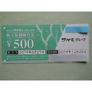 本日のみ値下げ【15000円分】サガミ株主優待券（500円×30枚）(レストラン/食事券)