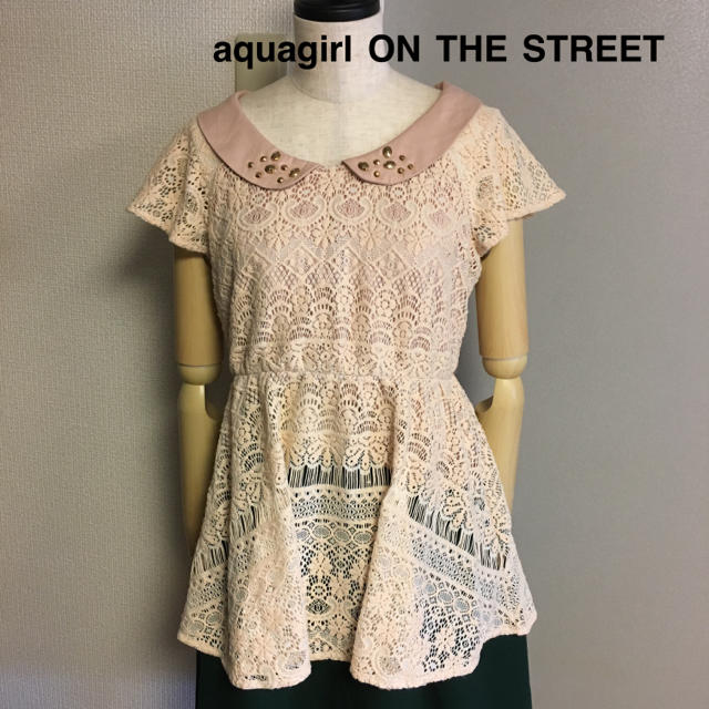 aquagirl(アクアガール)の【aquagirl ON THE STREET】ピンクレース ペプラム トップス レディースのトップス(シャツ/ブラウス(半袖/袖なし))の商品写真