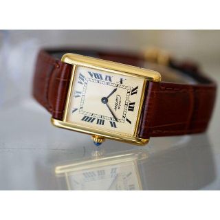 カルティエ(Cartier)の美品 カルティエ マスト タンク アイボリー 手巻き LM Cartier(腕時計(アナログ))