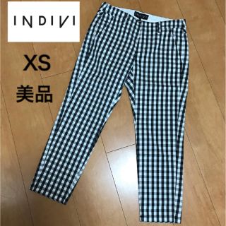 インディヴィ(INDIVI)のINDIVI☆5号 美品 ギンガムチェック パンツ(クロップドパンツ)