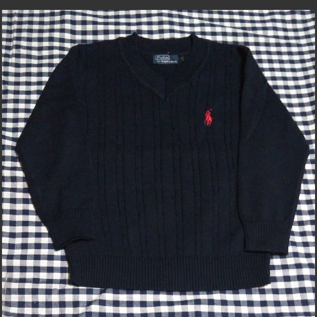 POLO RALPH LAUREN(ポロラルフローレン)の【虹色様専用】☆新品☆ラルフローレン★ケーブル編み*Vネック セーター  キッズ/ベビー/マタニティのキッズ服男の子用(90cm~)(ニット)の商品写真