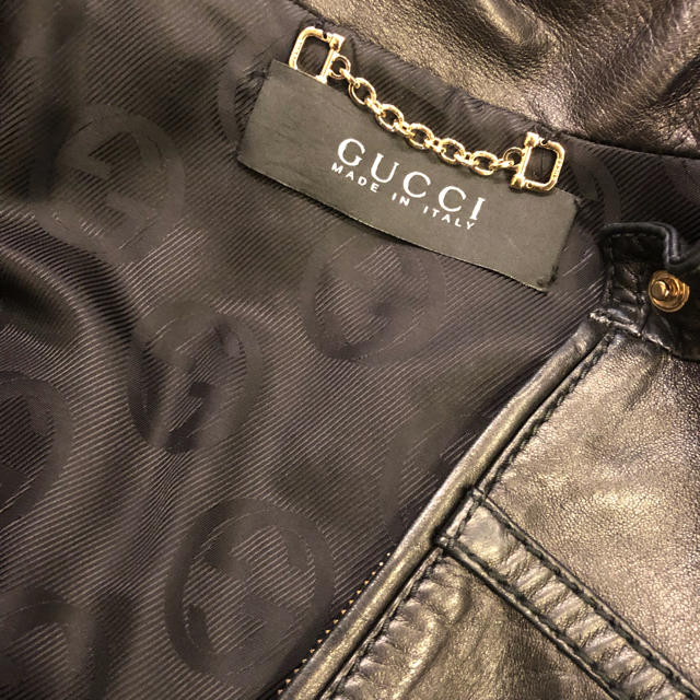 Gucci(グッチ)のGUCCI グッチ レザー ライダース ジャケット ブラック レディースのジャケット/アウター(ライダースジャケット)の商品写真