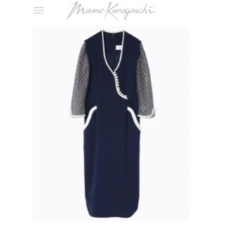 マメ(mame)のmame Kurogouchi Lace Sleeve I-Line Dress(ひざ丈ワンピース)