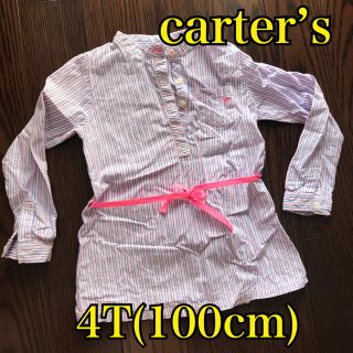 カーターズ(carter's)のcarter’s ストライプシャツワンピ 100cm 長袖 カーターズ(ワンピース)