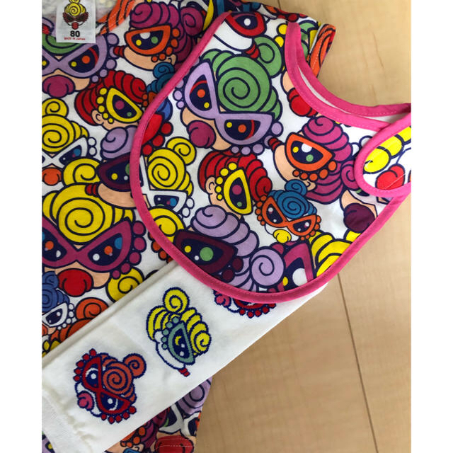 HYSTERIC MINI(ヒステリックミニ)のキラミニ💚💛ロンパース3点セット キッズ/ベビー/マタニティのベビー服(~85cm)(ロンパース)の商品写真